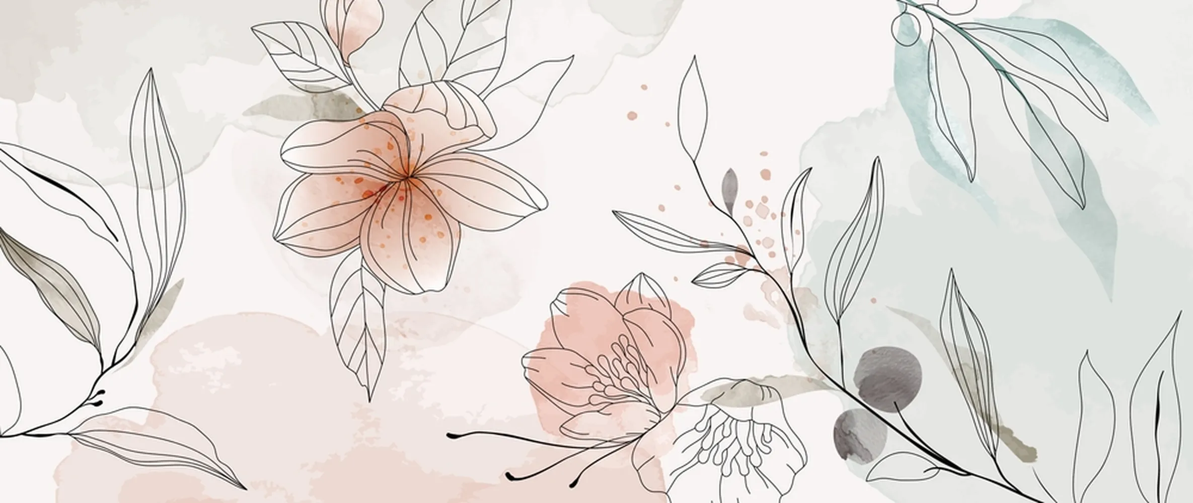 پوستر دیواری سه بعدی مزون عروس طرح نقاشی آبرنگ گل